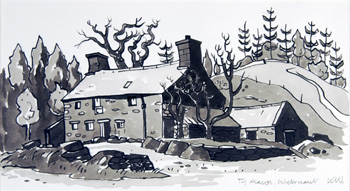 Tŷ Mawr, Wybrnant, Penmachno, birthplace of William Morgan. Drawing by Kyffin Williams