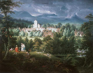 Welshpool, where William Morgan was vicar. Oil painted by Edward Days (1763-1804), 1803.