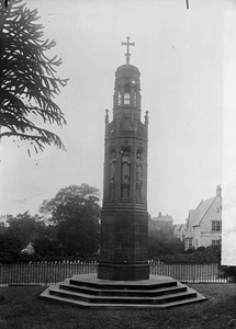 The translator's memorial outside St. Asaph Cathedral. Photograph by John Thomas (1838-1905), ca. 1885