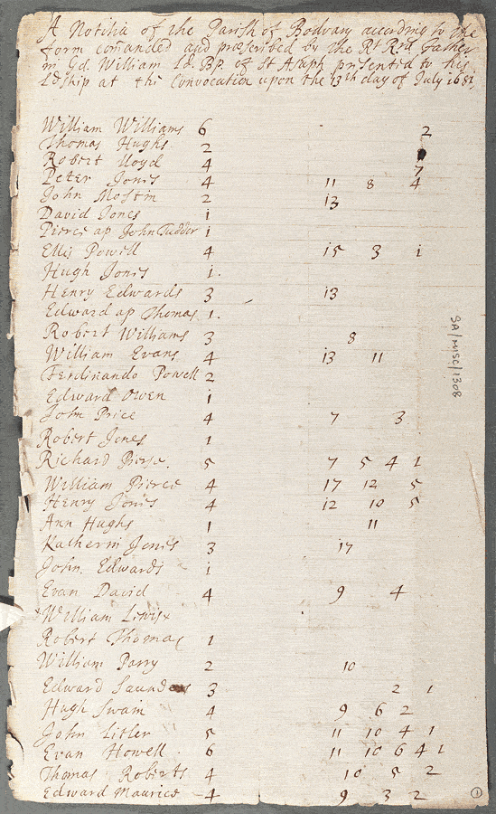 notitiae llanelwy - llawysgrif