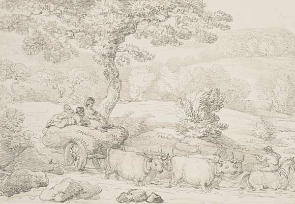 [Tirlun gyda chert ych] / [Landscape with ox cart]