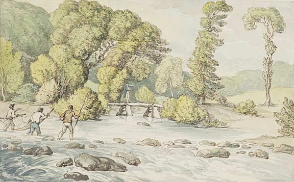 [Pysgotwyr ger pont gerrig] / [Fishermen by stone bridge]