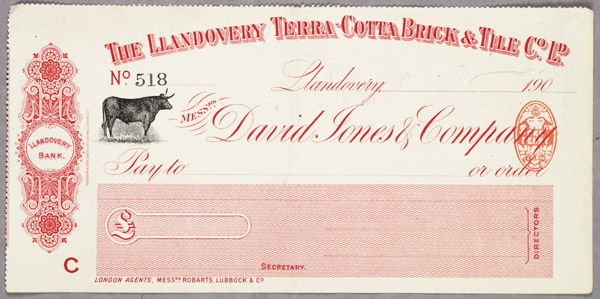 The drovers were a key element in the establishment of many Welsh Banks. With he constant dangers faced by drovers when travelling back to Wales with their pockets heavy with gold, another way was needed to safeguard their money. Some sent the money back to Wales on the Royal Mail Coach but the most common practice was to place the money in a bank close to the market. Many drovers established their own banks such as the Black Ox Bank, established by a drover called David Jones in Llandovery in 1799, and sheep drovers in Tregaron and Aberystwyth established the Black Sheep Bank at the beginning of the 19th century.