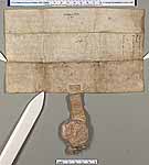 NLW Wynnstay Estate Records, Ystrad Marchell charter no.16 (back)