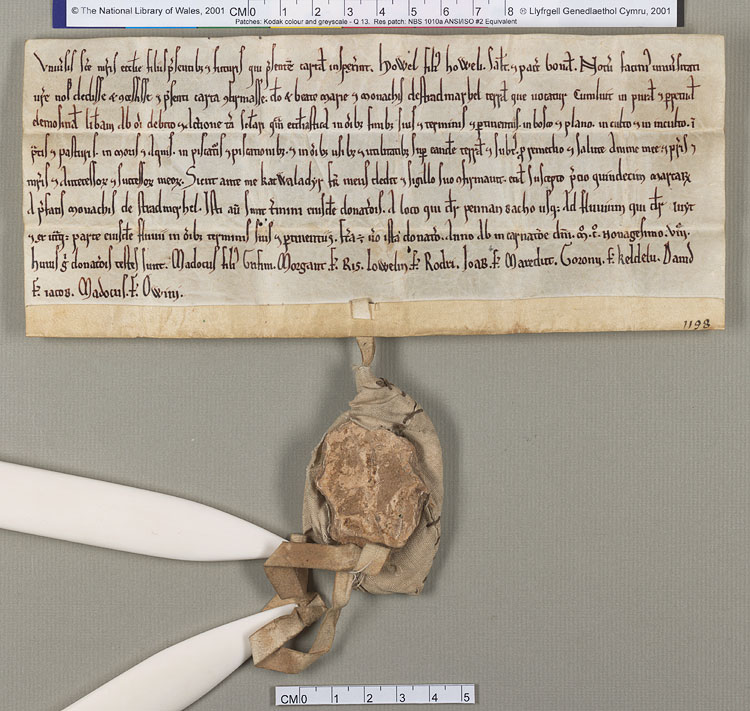 NLW Wynnstay Estate Records, Ystrad Marchell charter no.18 (front)