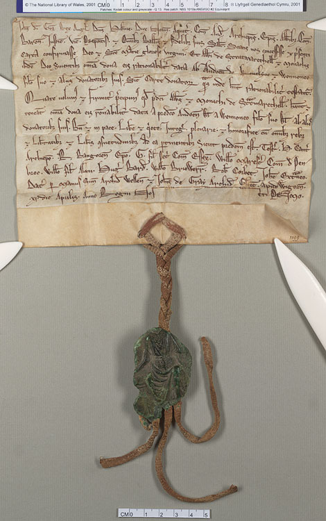 NLW Wynnstay Estate Records, Ystrad Marchell charter no.25 (front)