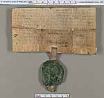 NLW Wynnstay Estate Records, Ystrad Marchell charter no.33 (back)