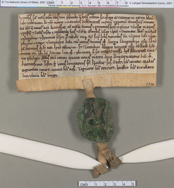 NLW Wynnstay Estate Records, Ystrad Marchell charter no.33 (front)