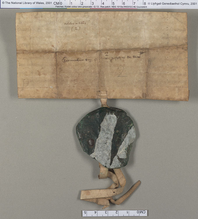 NLW Wynnstay Estate Records, Ystrad Marchell charter no.35 (back)