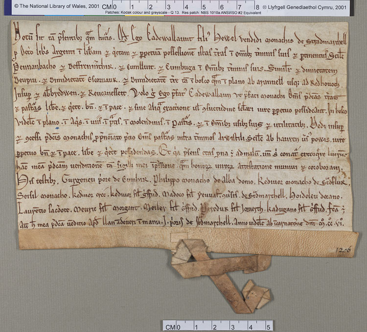 NLW Wynnstay Estate Records, Ystrad Marchell charter no.42 (front)