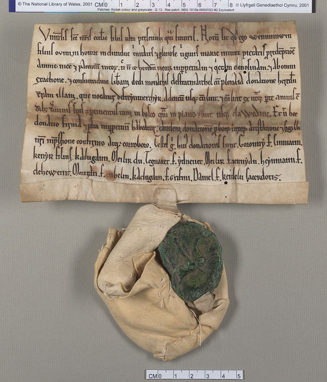 NLW Wynnstay Estate Records, Ystrad Marchell charter no.51 (front)