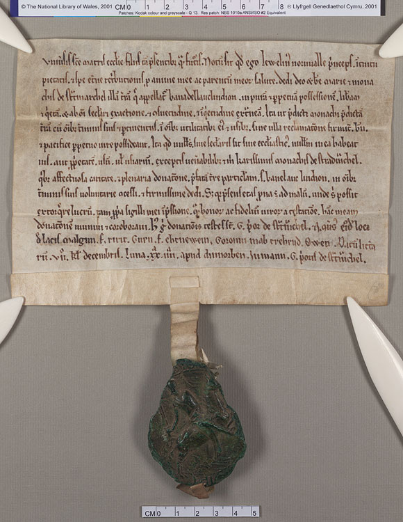 NLW Wynnstay Estate Records, Ystrad Marchell charter no.58 (front)