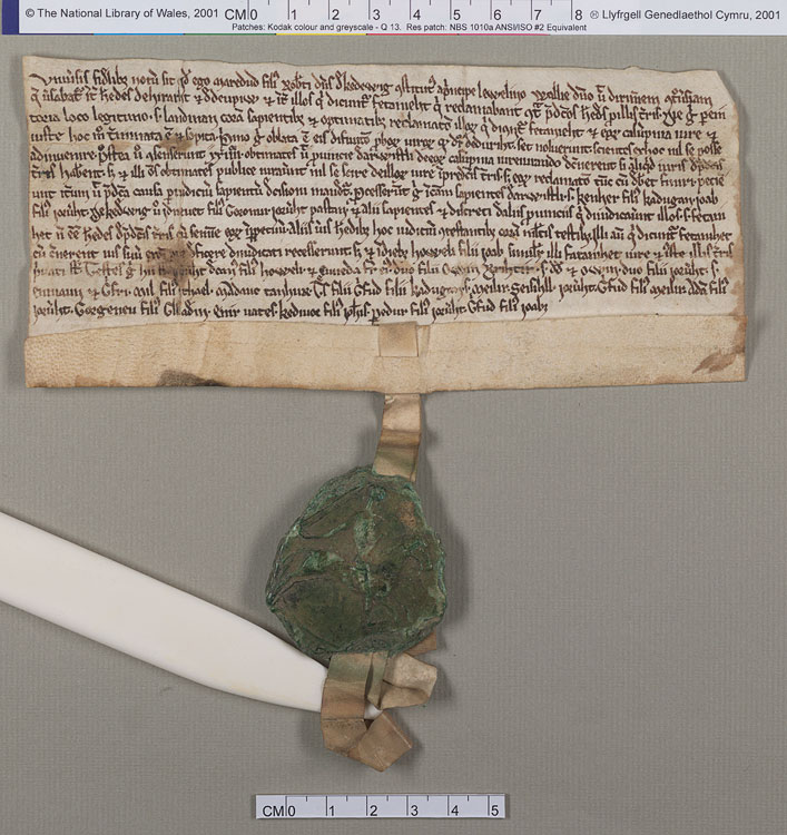 NLW Wynnstay Estate Records, Ystrad Marchell charter no.65 (front)