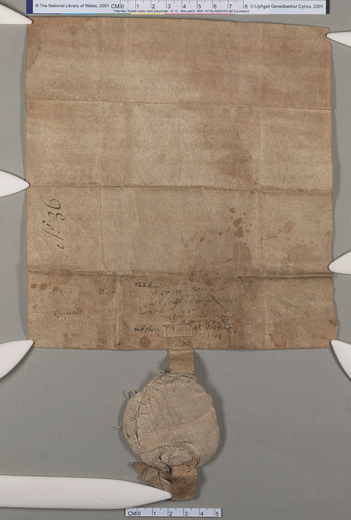 NLW Wynnstay Estate Records, Ystrad Marchell charter no.68 (back)