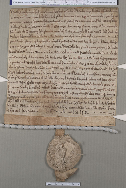 NLW Wynnstay Estate Records, Ystrad Marchell charter no.68 (front)