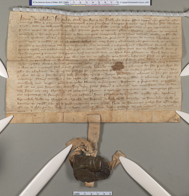 NLW Wynnstay Estate Records, Ystrad Marchell charter no.88 (front)