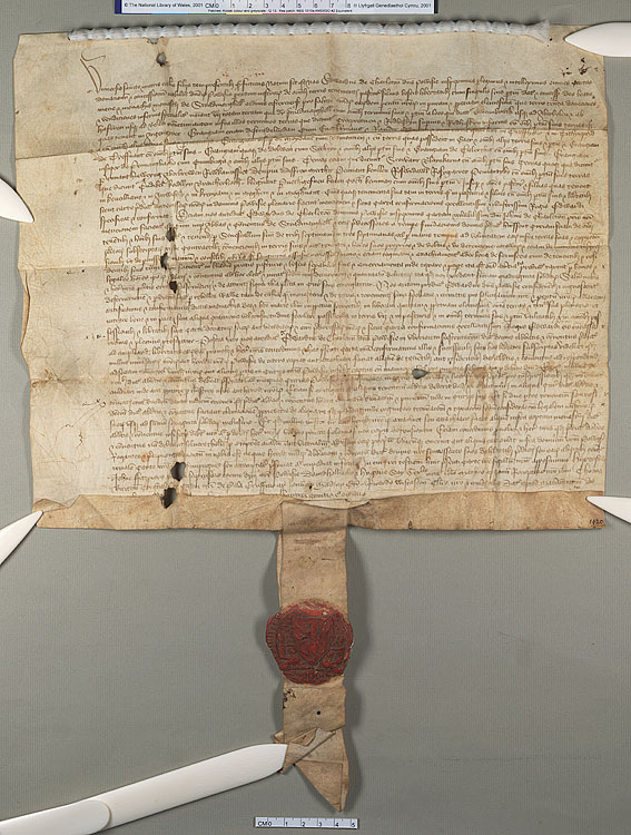 NLW Wynnstay Estate Records, Ystrad Marchell charter no.89 (front)